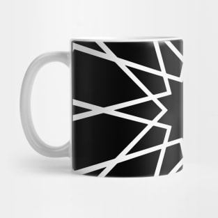 White Islamic Geometric Pattern Stars on Black Background Mug